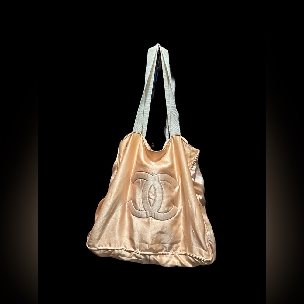 CHANEL PEACH SATIN TOTE 🍑